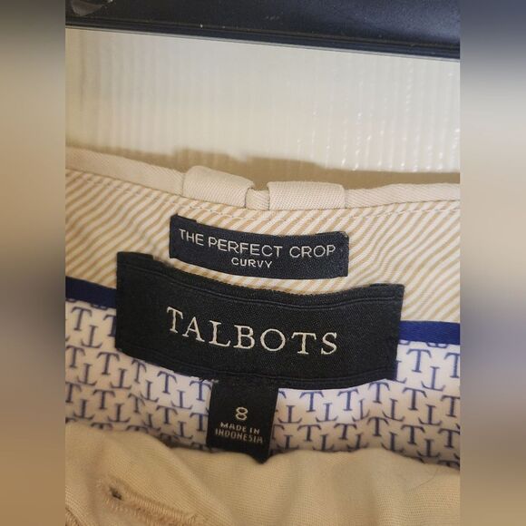 Talbots 8 Curvy Cream Ankle Length Zipper Pockets BeltLoops Women’s Pants - Picture 2 of 7